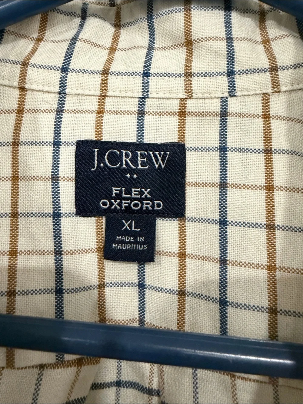 J. Crew Cream and Navy Plaid Button Down Men’s XL